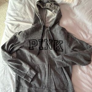 Victoria's Secret PINK grey zip up hoodie size S